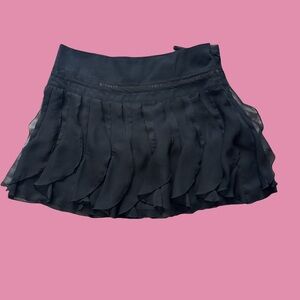 Vintage Garage | Mini Skirt | Size US M | Black | Sequin Waist and Frills